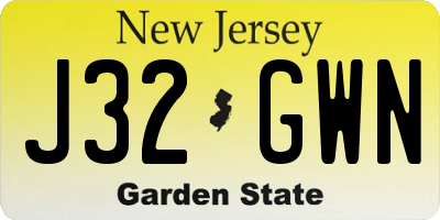 NJ license plate J32GWN