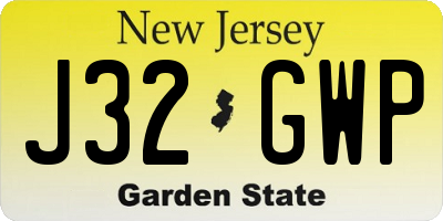 NJ license plate J32GWP