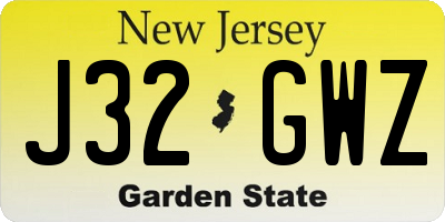 NJ license plate J32GWZ