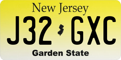 NJ license plate J32GXC