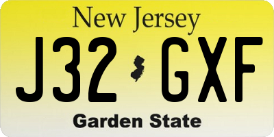 NJ license plate J32GXF