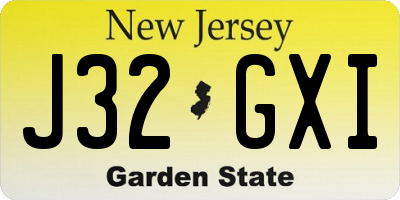 NJ license plate J32GXI
