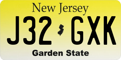 NJ license plate J32GXK