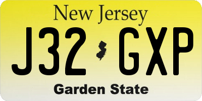 NJ license plate J32GXP
