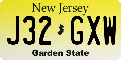 NJ license plate J32GXW