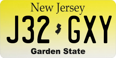 NJ license plate J32GXY