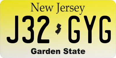 NJ license plate J32GYG