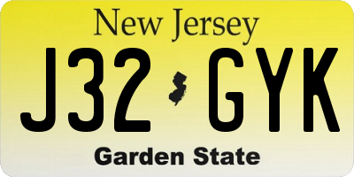 NJ license plate J32GYK