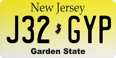 NJ license plate J32GYP