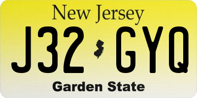 NJ license plate J32GYQ