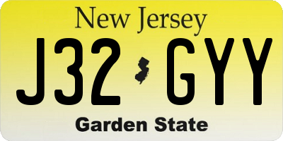 NJ license plate J32GYY
