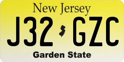 NJ license plate J32GZC