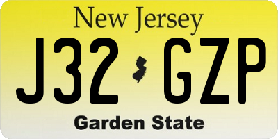 NJ license plate J32GZP