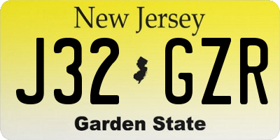 NJ license plate J32GZR