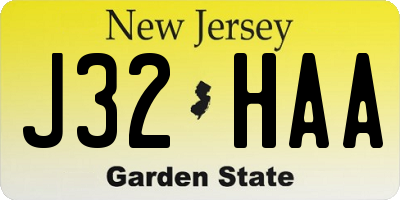 NJ license plate J32HAA