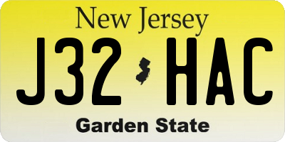 NJ license plate J32HAC