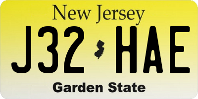 NJ license plate J32HAE