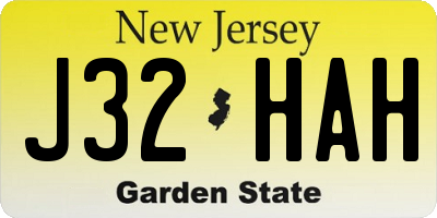 NJ license plate J32HAH