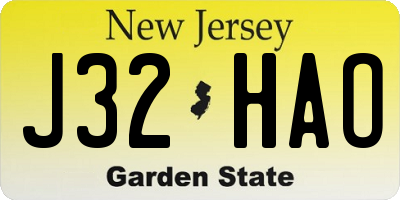NJ license plate J32HAO