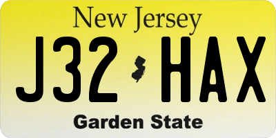 NJ license plate J32HAX