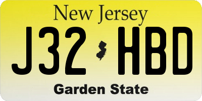 NJ license plate J32HBD
