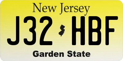 NJ license plate J32HBF