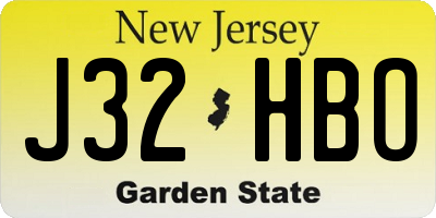 NJ license plate J32HBO