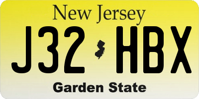 NJ license plate J32HBX