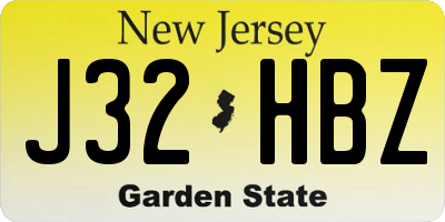 NJ license plate J32HBZ