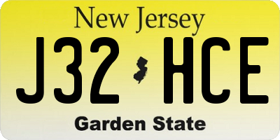NJ license plate J32HCE