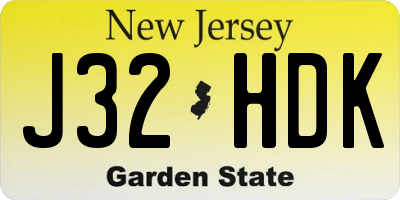 NJ license plate J32HDK