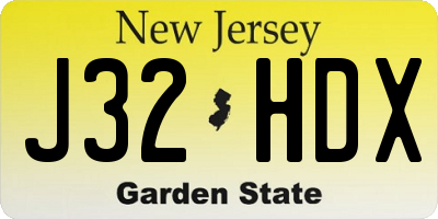 NJ license plate J32HDX