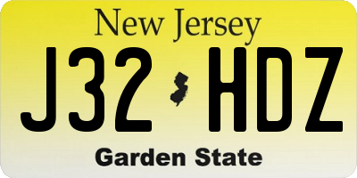 NJ license plate J32HDZ