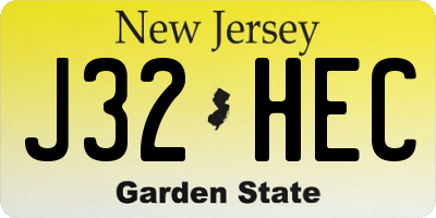 NJ license plate J32HEC