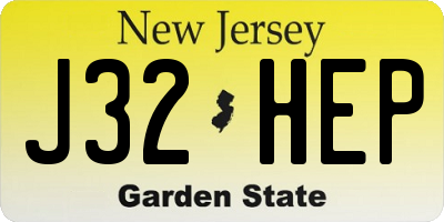 NJ license plate J32HEP