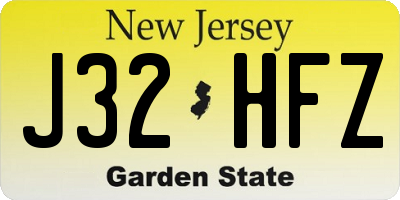 NJ license plate J32HFZ