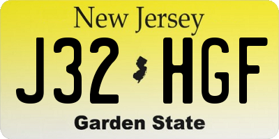 NJ license plate J32HGF