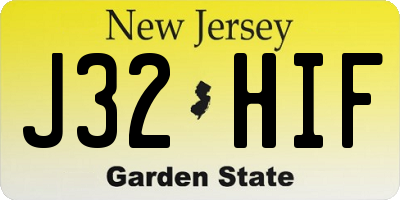 NJ license plate J32HIF