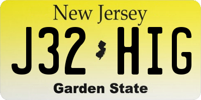 NJ license plate J32HIG