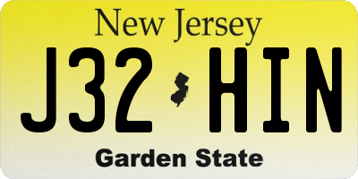 NJ license plate J32HIN