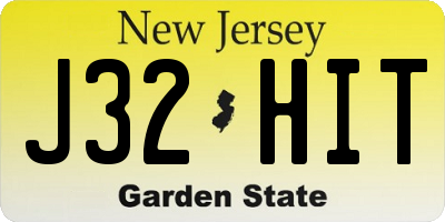 NJ license plate J32HIT