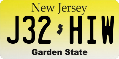 NJ license plate J32HIW