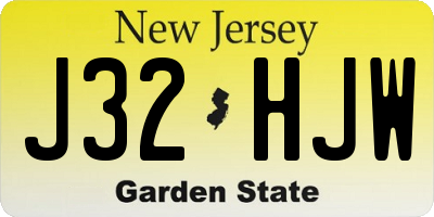 NJ license plate J32HJW