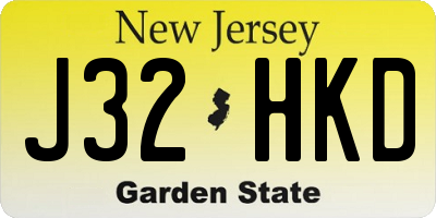 NJ license plate J32HKD