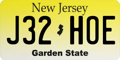 NJ license plate J32HOE