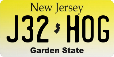 NJ license plate J32HOG