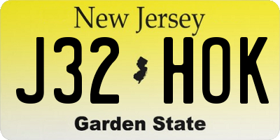NJ license plate J32HOK