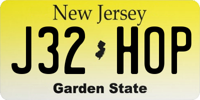 NJ license plate J32HOP