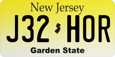 NJ license plate J32HOR