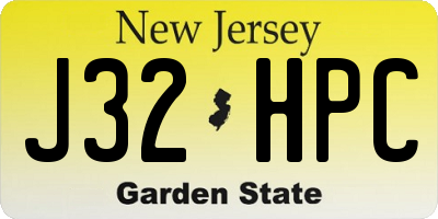 NJ license plate J32HPC